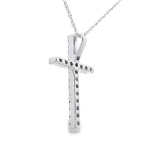 Load image into Gallery viewer, .19ct Diamond Cross Religious Pendant 14KT White Gold

