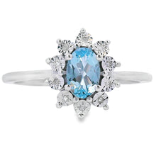 Load image into Gallery viewer, .43ct Aquamarine Diamond Ring 10KT White Gold
