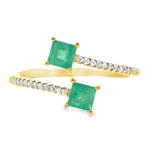 Load image into Gallery viewer, .47ct Emerald Diamond Ring 14KT Yellow Gold
