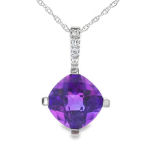 Load image into Gallery viewer, Amethyst Diamond Fashion Pendants 10KT White Gold
