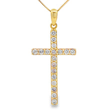 Load image into Gallery viewer, .25ct Diamond Cross Religious Pendant 14KT Yellow Gold
