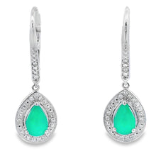 将图片加载到图库查看器，Chalcedony Diamond Dangle Earrings 10KT White Gold
