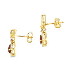 Load image into Gallery viewer, .62ct Garnet Diamond Dangle Earrings 10KT Yellow Gold
