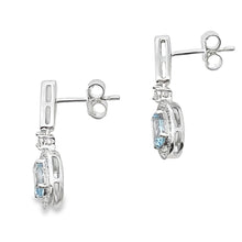 将图片加载到图库查看器，Aquamarine Diamond Dangle Earrings 10KT White Gold
