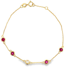 将图片加载到图库查看器，.66ct Ruby Diamond Bracelet 14KT Yellow Gold
