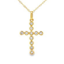 Load image into Gallery viewer, .09ct Diamond Cross Religious Pendant 14KT Yellow Gold
