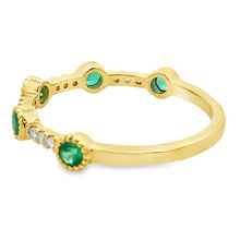 将图片加载到图库查看器，Emerald Diamond stackable band set 14KT Yellow Gold
