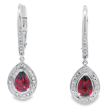将图片加载到图库查看器，1.05ct Garnet Diamond Dangle Earrings 10KT White Gold
