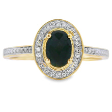 Load image into Gallery viewer, .55ct Onyx Diamond Ring 10KT Yellow Gold
