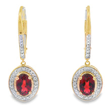 将图片加载到图库查看器，1.41ct Garnet Diamond Dangle Earrings 10KT Yellow Gold
