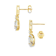 Load image into Gallery viewer, Aquamarine Diamond Dangle Earrings 10KT Yellow Gold

