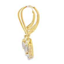 将图片加载到图库查看器，Rose Quartz Diamond Dangle Earrings 10KT Yellow Gold
