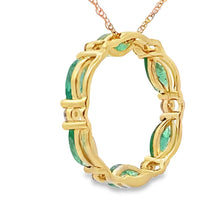 Load image into Gallery viewer, Emerald Diamond Circle of Love Pendant 10KT Yellow Gold
