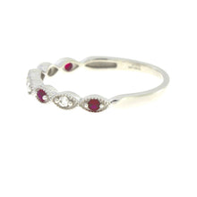 Load image into Gallery viewer, .15ct Ruby Diamond Wedding Band Ring 14KT White Gold
