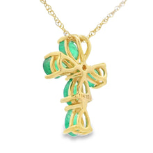 Load image into Gallery viewer, .52ct Emerald Cross Religious Pendant 10KT Yellow Gold

