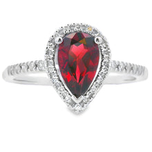 将图片加载到图库查看器，1.28ct Garnet Diamond Ring 14KT White Gold
