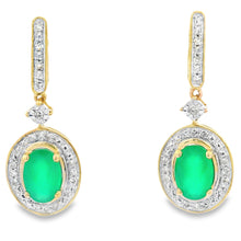 将图片加载到图库查看器，Chalcedony Diamond Dangle Earrings 10KT Yellow Gold
