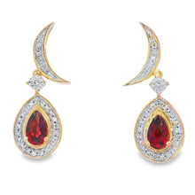 Load image into Gallery viewer, .62ct Garnet Diamond Dangle Earrings 10KT Yellow Gold
