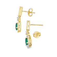 将图片加载到图库查看器，Chalcedony Diamond Dangle Earrings 10KT Yellow Gold
