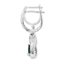 Load image into Gallery viewer, .80ct Sapphire Diamond Dangle Earrings 10KT White Gold

