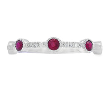 Load image into Gallery viewer, .46ct Ruby Diamond stackable band set 14KT White Gold
