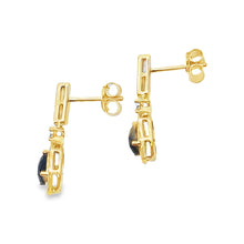 Load image into Gallery viewer, .84ct Onyx Diamond Dangle Earrings 10KT Yellow Gold
