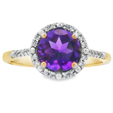 Load image into Gallery viewer, Natural 1.35ct Amethyst Diamond Ring 10KT Yellow Gold
