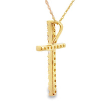 Load image into Gallery viewer, .24ct Diamond Cross Religious Pendant 14KT Yellow Gold

