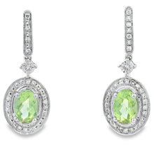 将图片加载到图库查看器，1.23ct Peridot Diamond Dangle Earrings 10KT White Gold
