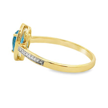 将图片加载到图库查看器，.54ct Blue Topaz Diamond Ring 10KT Yellow Gold
