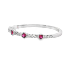 Load image into Gallery viewer, .16ct Ruby Diamond stackable band set 14KT White Gold

