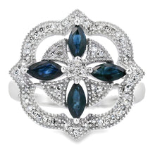 将图片加载到图库查看器，.88ct Sapphire Diamond Ring 14KT White Gold

