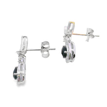 Load image into Gallery viewer, .55ct Onyx Diamond Dangle Earrings 10KT White Gold
