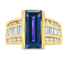 将图片加载到图库查看器，.80ct Tanzanite Diamond Ring 18KT Yellow Gold
