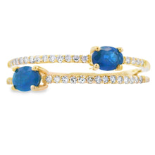 Load image into Gallery viewer, .61ct Sapphire Diamond Ring 14KT Yellow Gold

