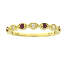 Load image into Gallery viewer, .15ct Ruby Diamond Wedding Band Ring 14KT Yellow Gold
