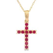 将图片加载到图库查看器，.29ct Ruby Cross Religious Pendant 14KT Yellow Gold
