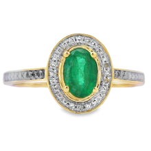 Load image into Gallery viewer, .49ct Emerald Diamond Ring 10KT Yellow Gold
