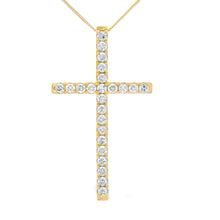 Load image into Gallery viewer, .38ct Diamond Cross Religious Pendant 14KT Yellow Gold
