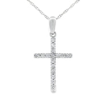 Load image into Gallery viewer, .13ct Diamond Cross Religious Pendant 14KT White Gold
