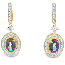 Load image into Gallery viewer, Mystic Fire Topaz Dangle Earrings 10KT Yellow Gold
