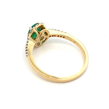 将图片加载到图库查看器，.74ct Emerald Diamond Ring 14KT Yellow Gold
