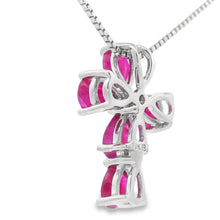 将图片加载到图库查看器，Ruby Diamond Cross Religious Pendant 10KT White Gold

