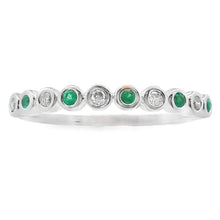 将图片加载到图库查看器，Emerald Diamond stackable band set 14KT White Gold
