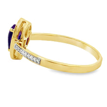 将图片加载到图库查看器，.42ct Amethyst Diamond Ring 10KT Yellow Gold
