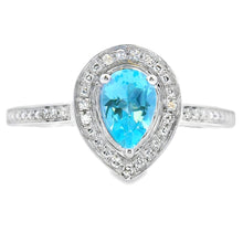 将图片加载到图库查看器，.54ct Blue Topaz Diamond Ring 10KT White Gold
