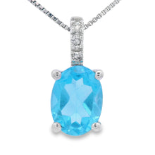Load image into Gallery viewer, Blue Topaz Diamond Fashion Pendants 10KT White Gold
