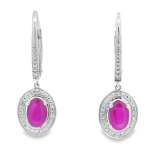 将图片加载到图库查看器，1.28ct Ruby Diamond Dangle Earrings 10KT White Gold
