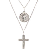 Load image into Gallery viewer, .20ct Diamond Cross Religious Pendant Sterling Silver

