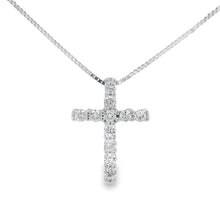 Load image into Gallery viewer, .15ct Diamond Cross Religious Pendant 14KT White Gold
